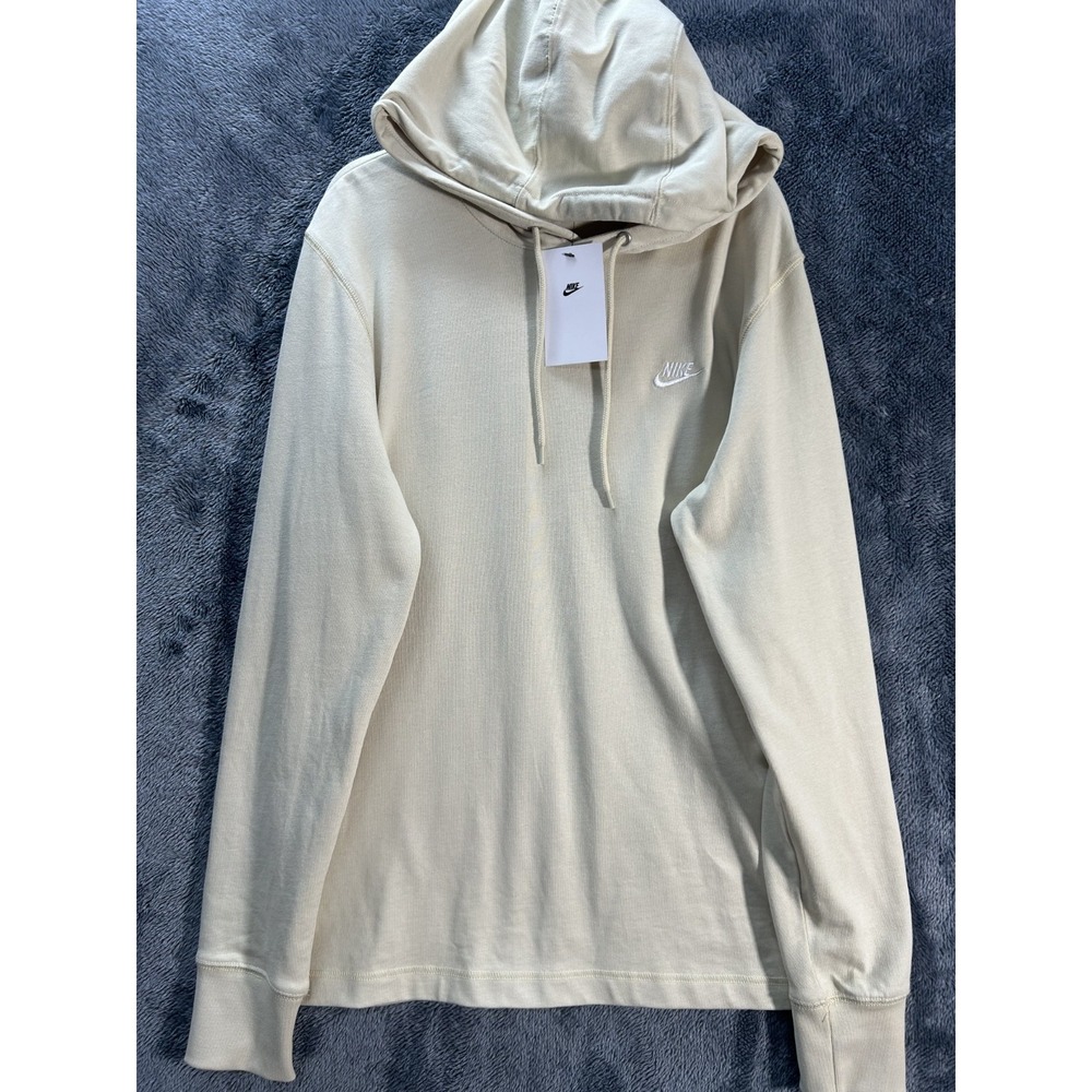 Nike Mens Size S Beige Long Sleeve Club Knit Hoodie Sweatshirt